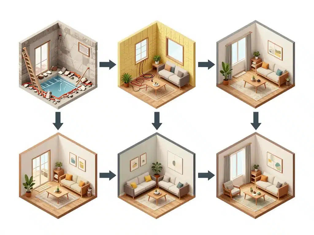 amenagement sous sol avant apres renovation etapes