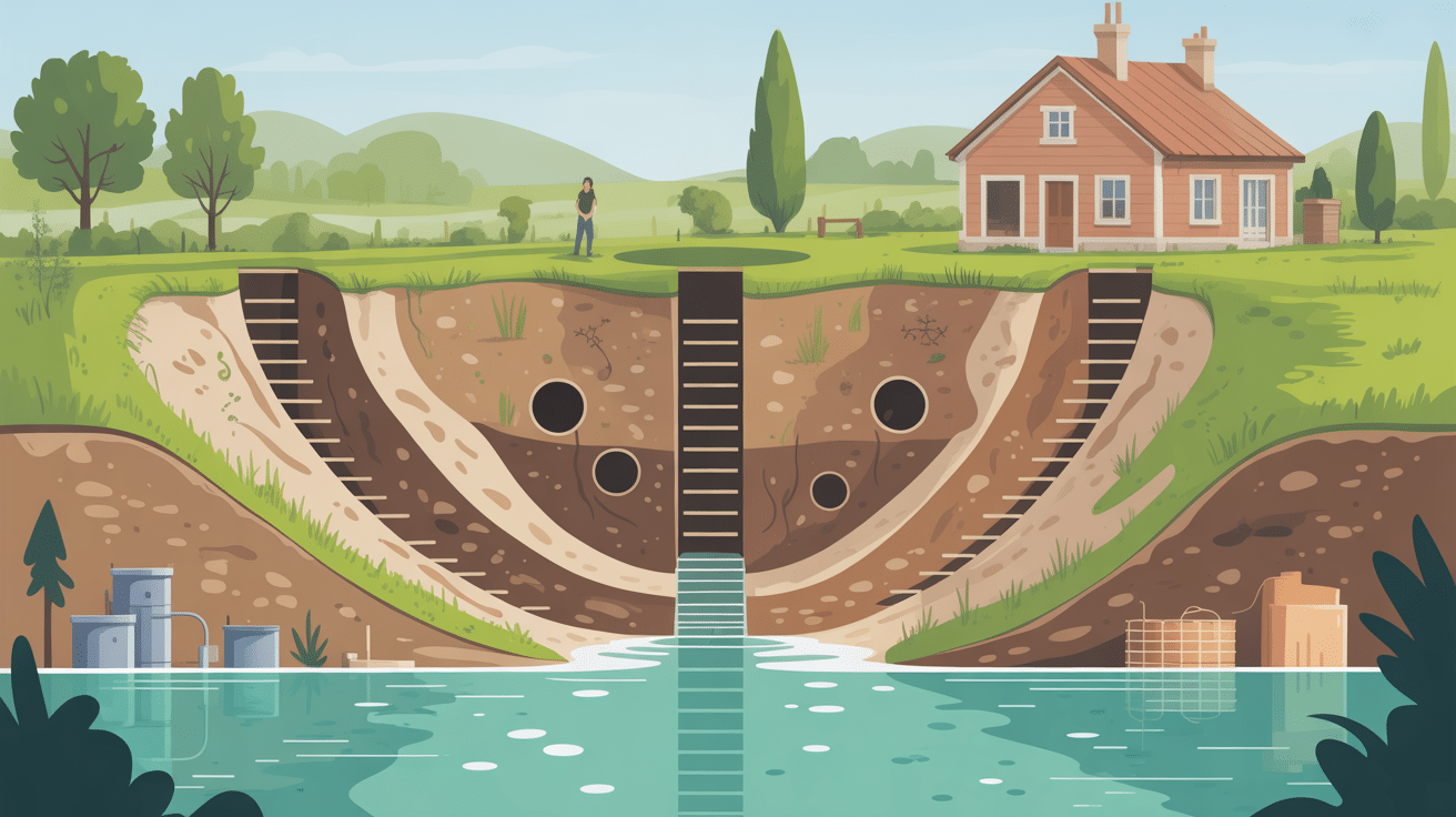 ancienne fosse septique schema illustration technique