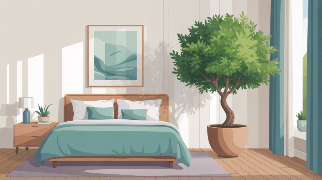 arbre de jade dans une chambre moderne illustration