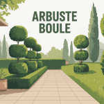 Illustration d’arbustes boule structurant un jardin élégant