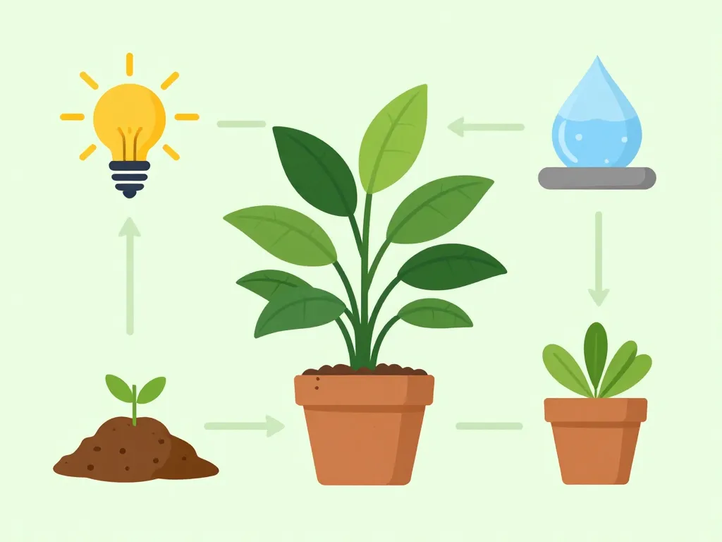 asso pilea ne pousse pas diagramme réglage lumière eau terre