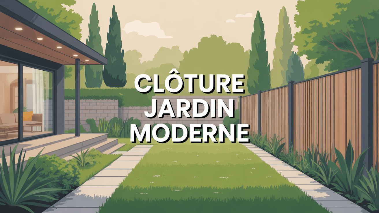 Illustration stylisée cloture jardin moderne