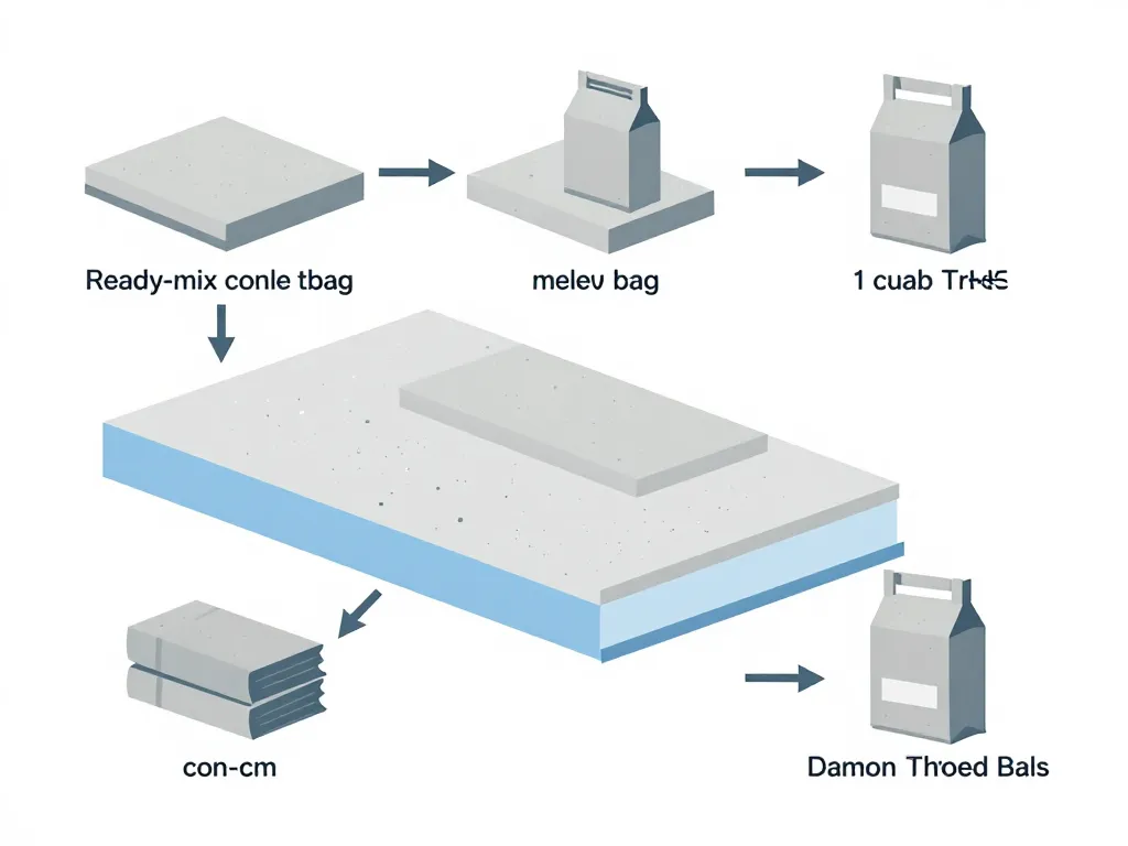 Diagramme du calcul combien de sac de béton tout prêt pour 1m2