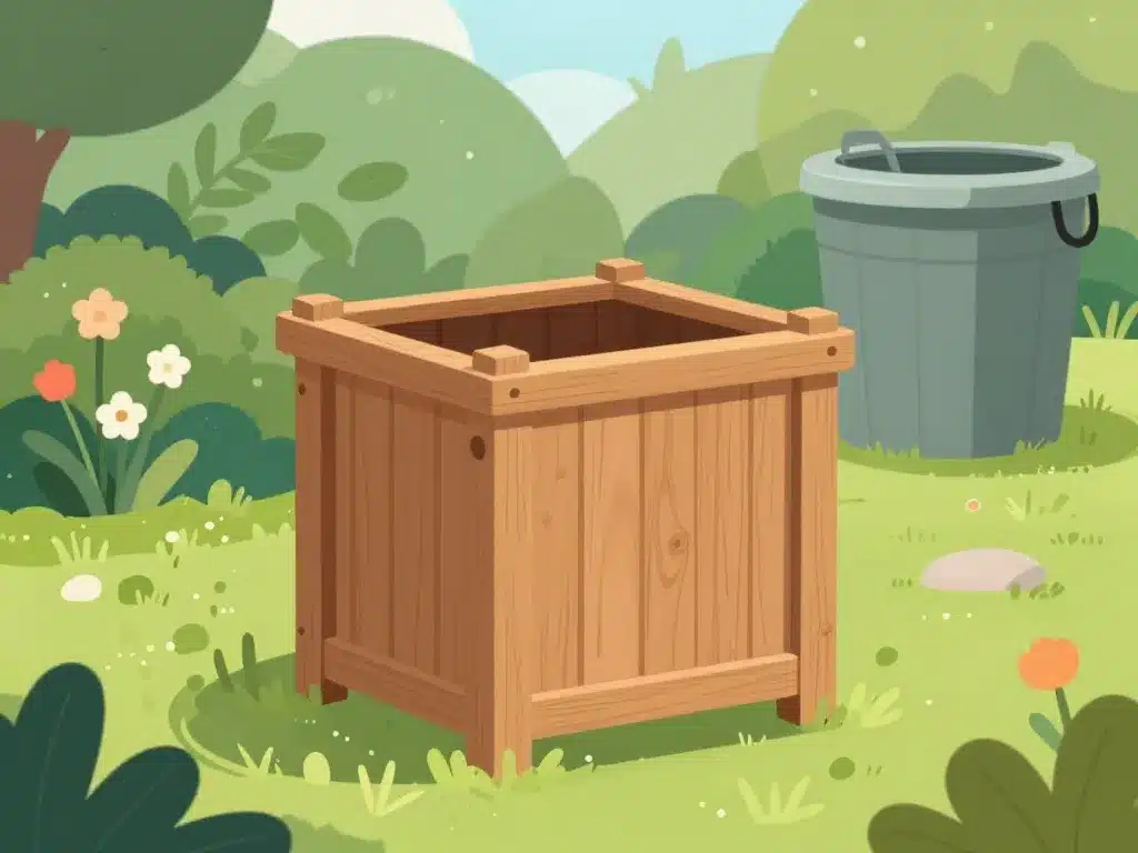 Composteur en bois harmonieux avec verdure