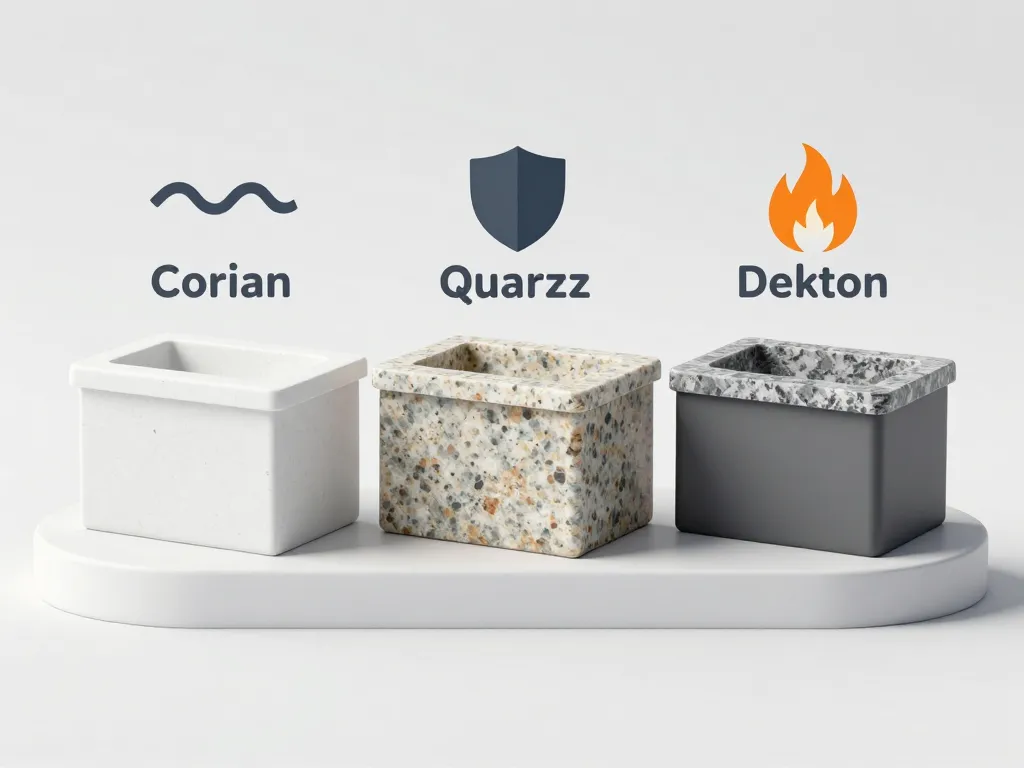 corian plan de travail comparaison avec quartz et granit