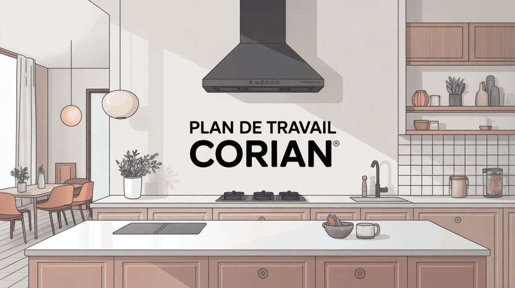 corian plan de travail dans une cuisine contemporaine