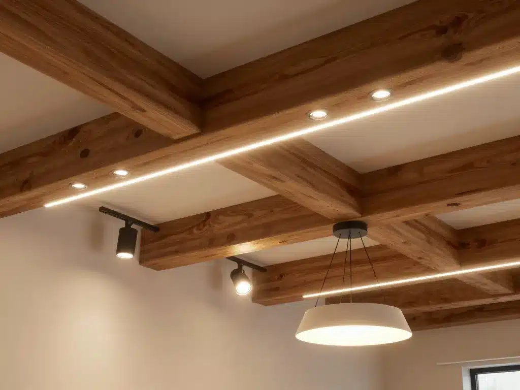 eclairage plafond poutre apparente différents luminaires