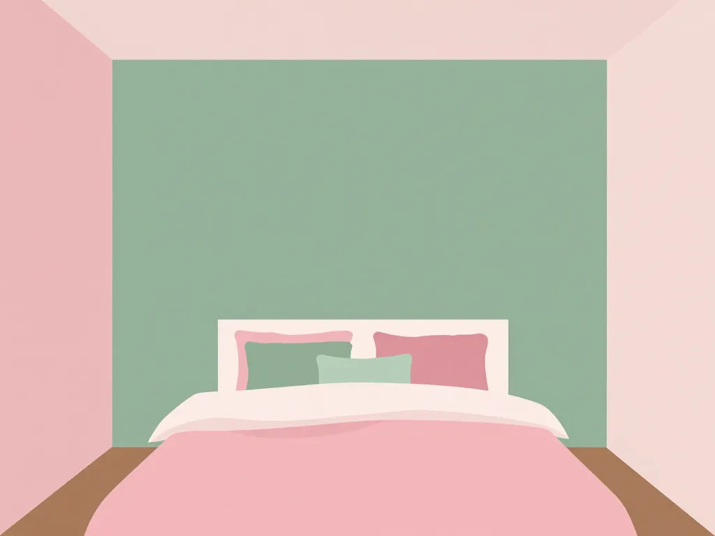 chambre rose et verte équilibrée mur rose vert