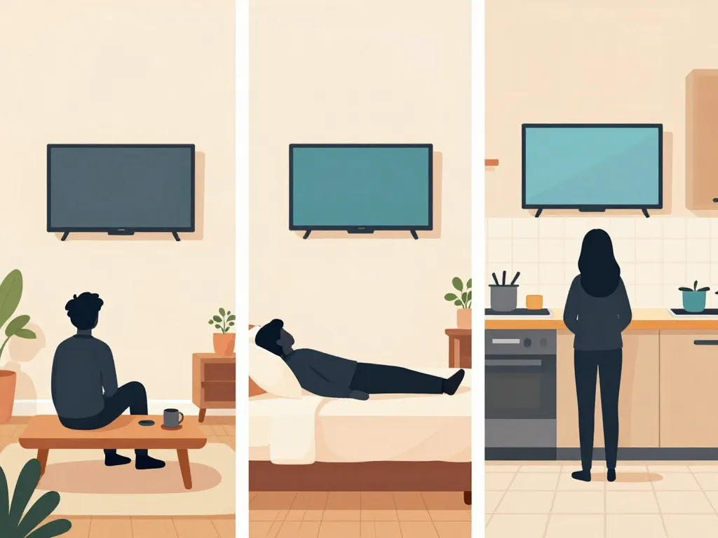 hauteur tele au mur chaque pièce illustration