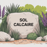 Vue de jardin harmonieux sur sol calcaire avec plantes adaptées