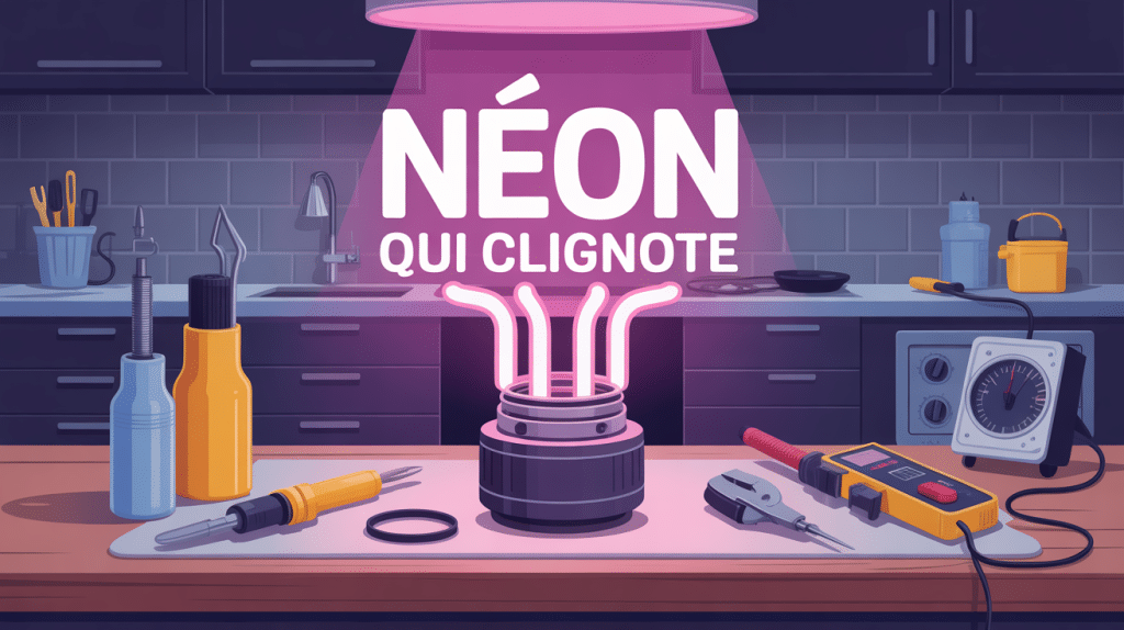 Illustration pratique néon qui clignote cuisine garage