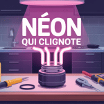Illustration pratique néon qui clignote cuisine garage