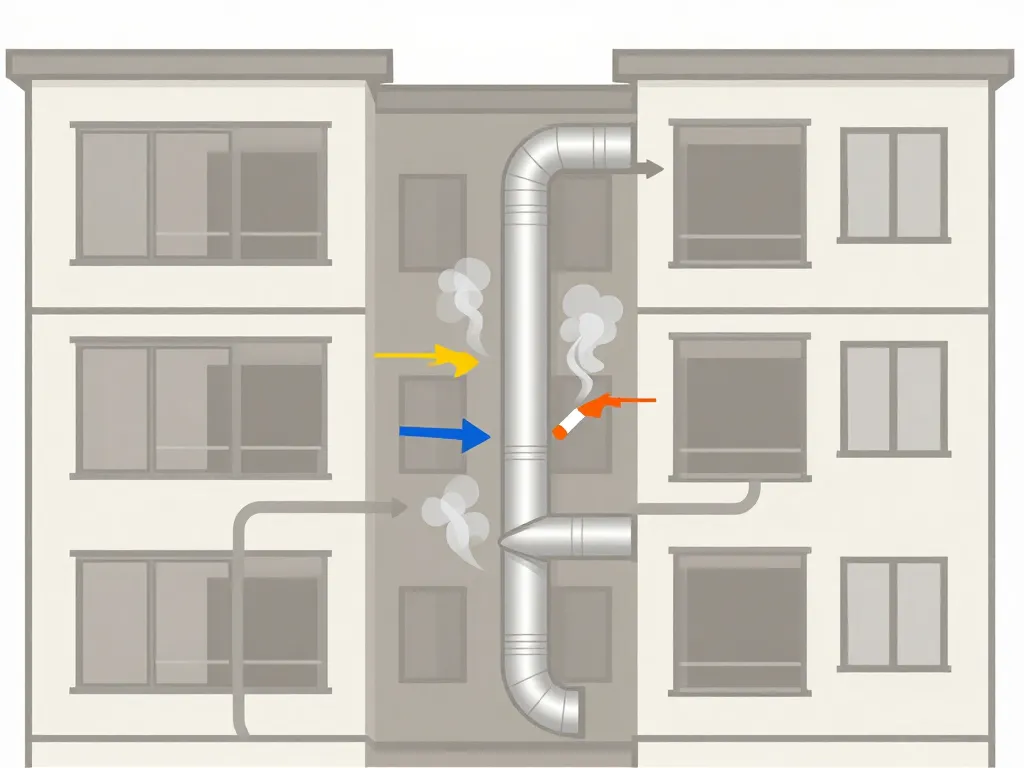 Schéma odeur cigarette voisin VMC circulation fumée
