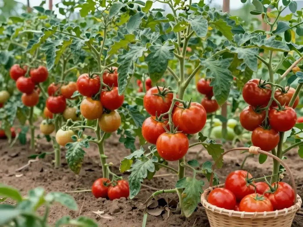 Illustration poid tomates rendement récolte abondante