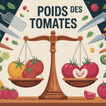 Illustration poid tomates sur balance différentes variétés