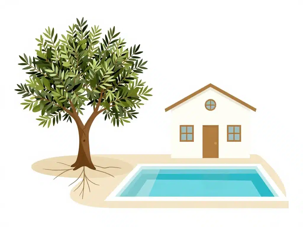 racine olivier maison piscine distance sécurisée