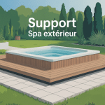 Vue supports spa extérieur dans un jardin moderne