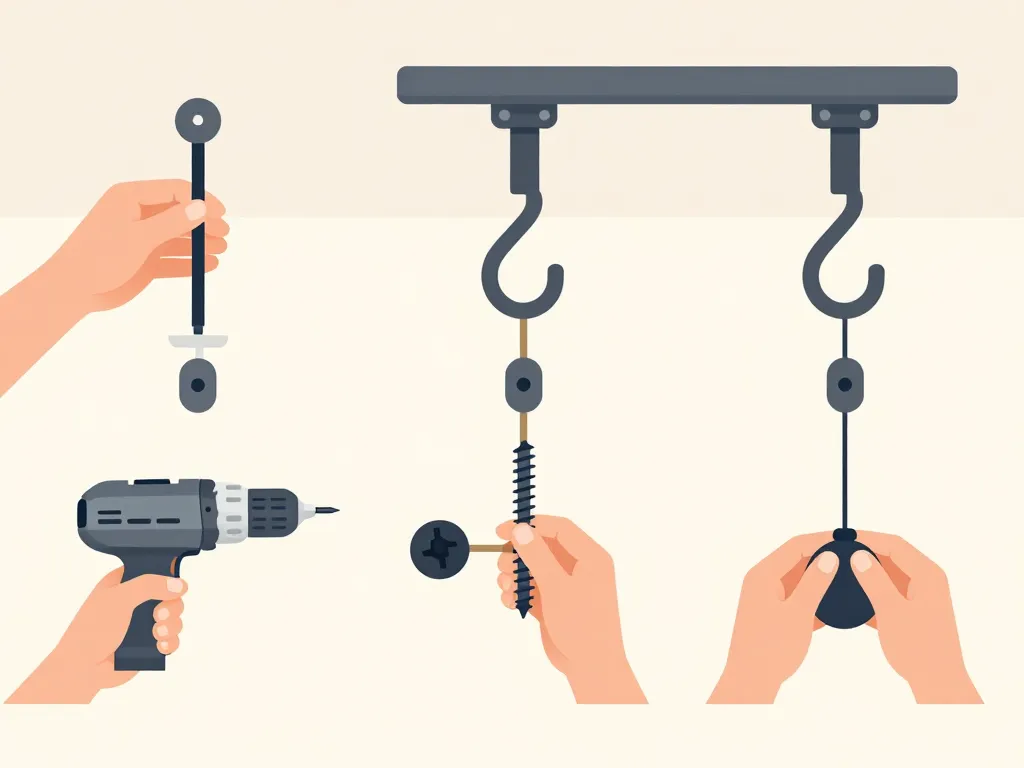 suspension crochet fixation plafond schéma sécurité