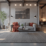 tapis pour style industriel dans loft chic ambiance béton et briques