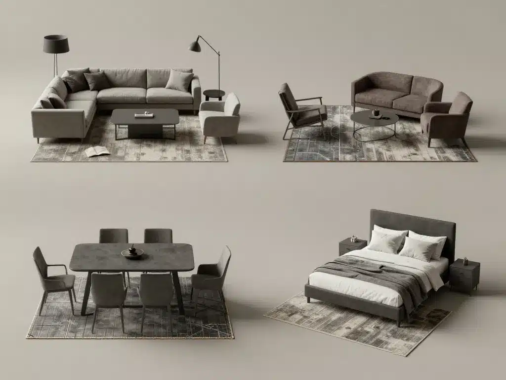 tapis pour style industriel adaptés salon salle à manger chambre