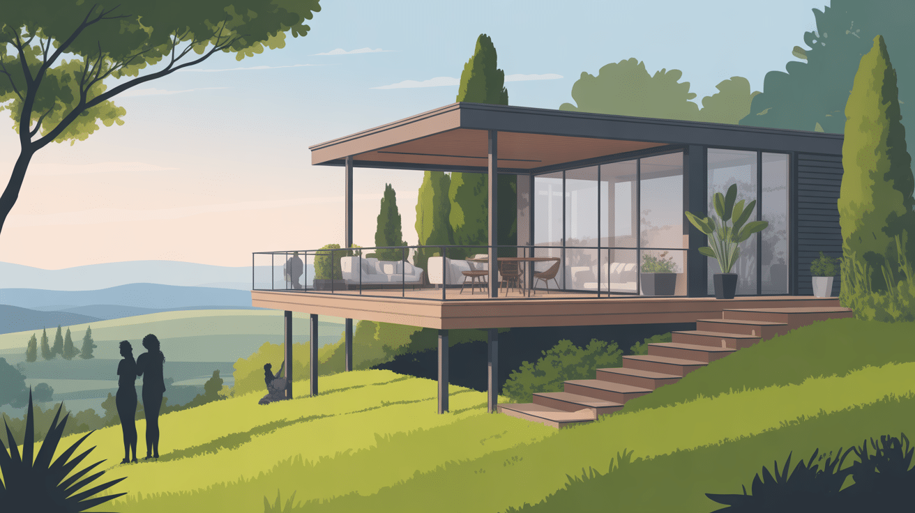 terrasse sur pilotis moderne illustration vue dégagée