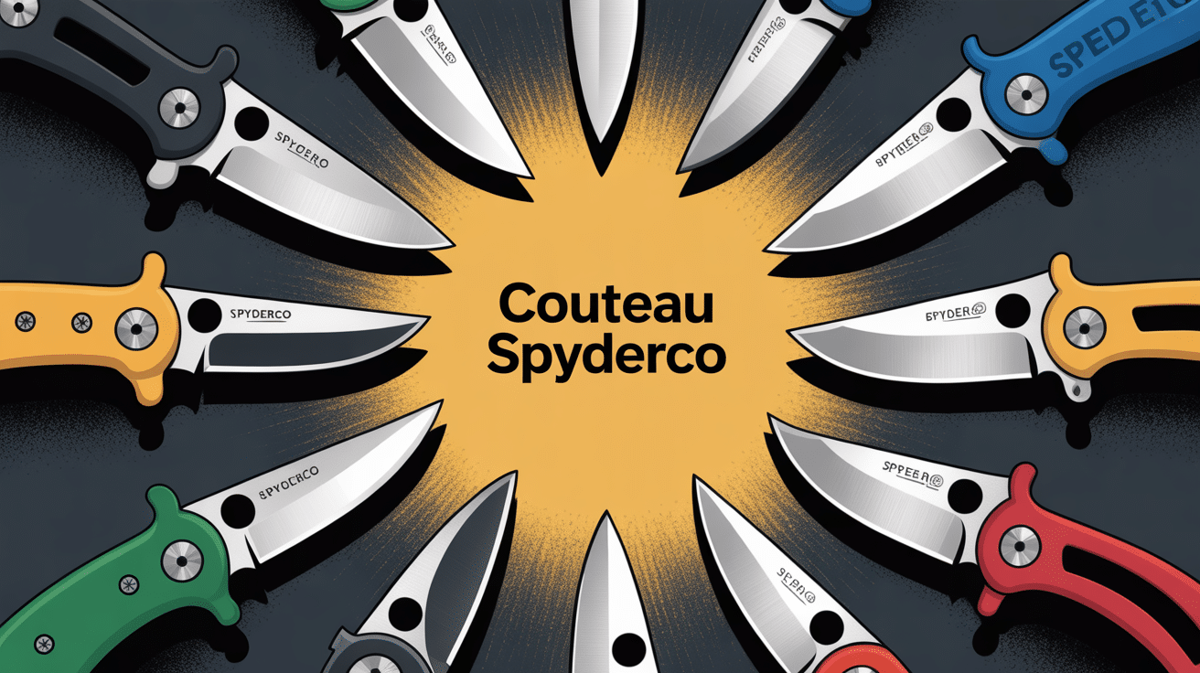 différents couteaux Spyderco emblématiques disposés en cercle