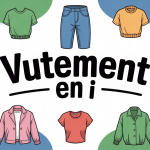 illustration vetement en i avec imperméable et jean indigo