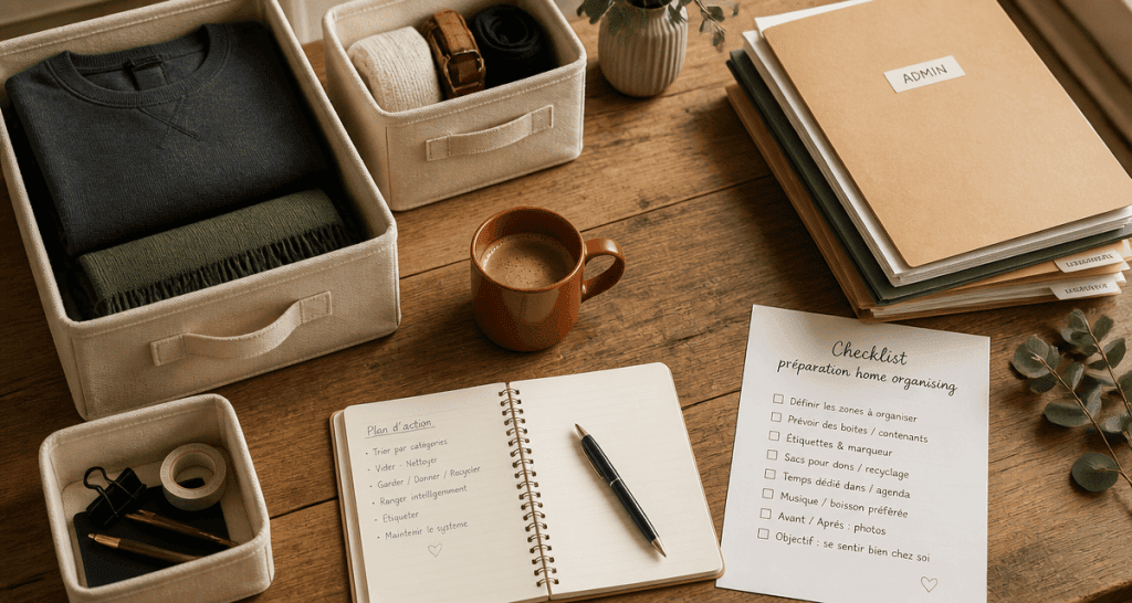 Aide rangement maison table organisée checklist