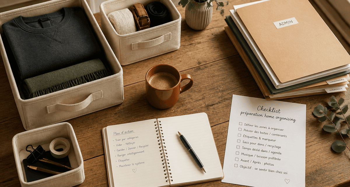 Aide rangement maison table organisée checklist