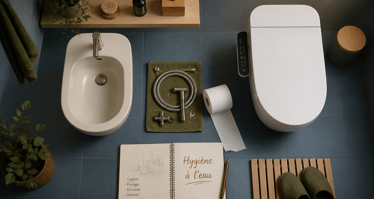 Bidet toilet bidet, WC lavant et accessoires en salle de bain contemporaine