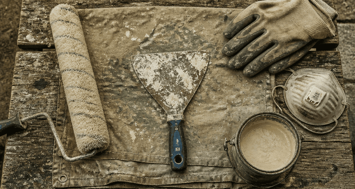 decaper facade peinture outils sur etabli