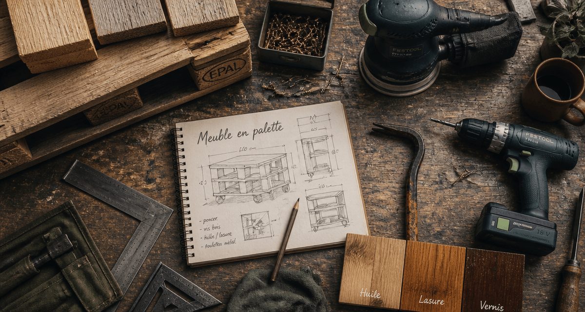 Fabriquer meuble palette outils et planches bois