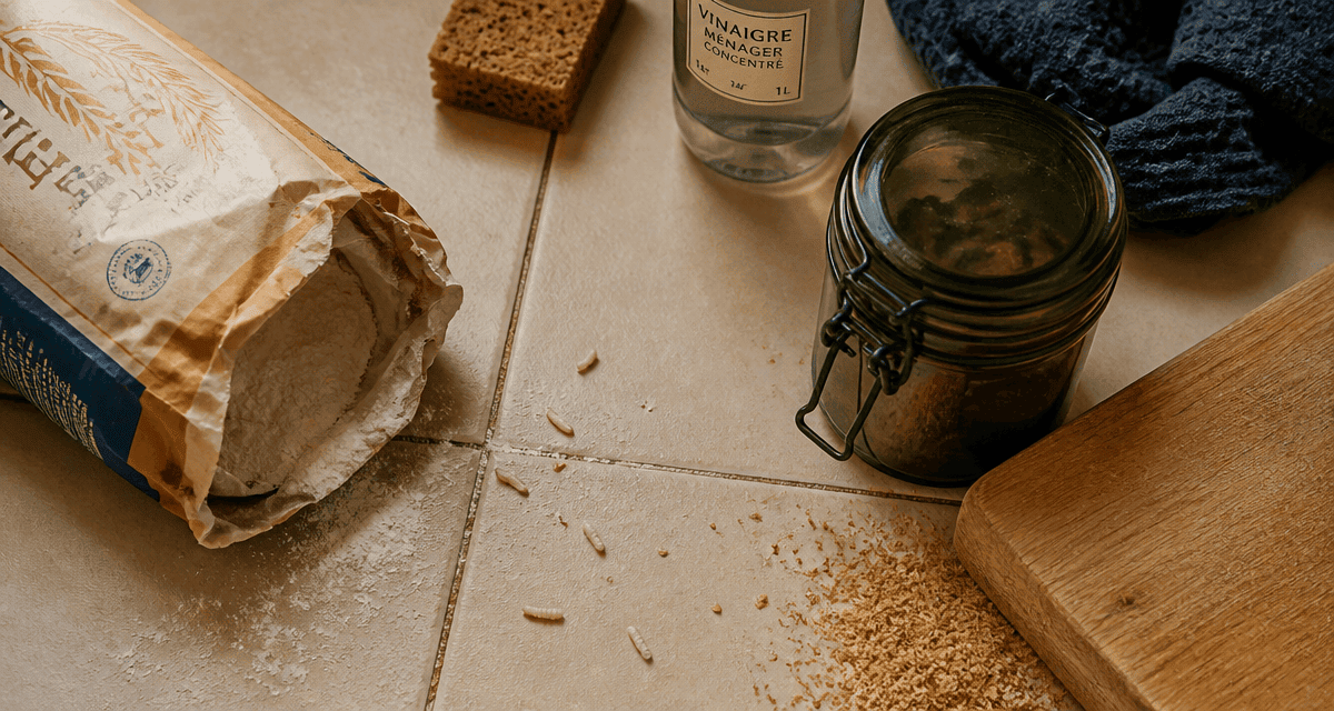 larve maison cuisine près farine ouverte