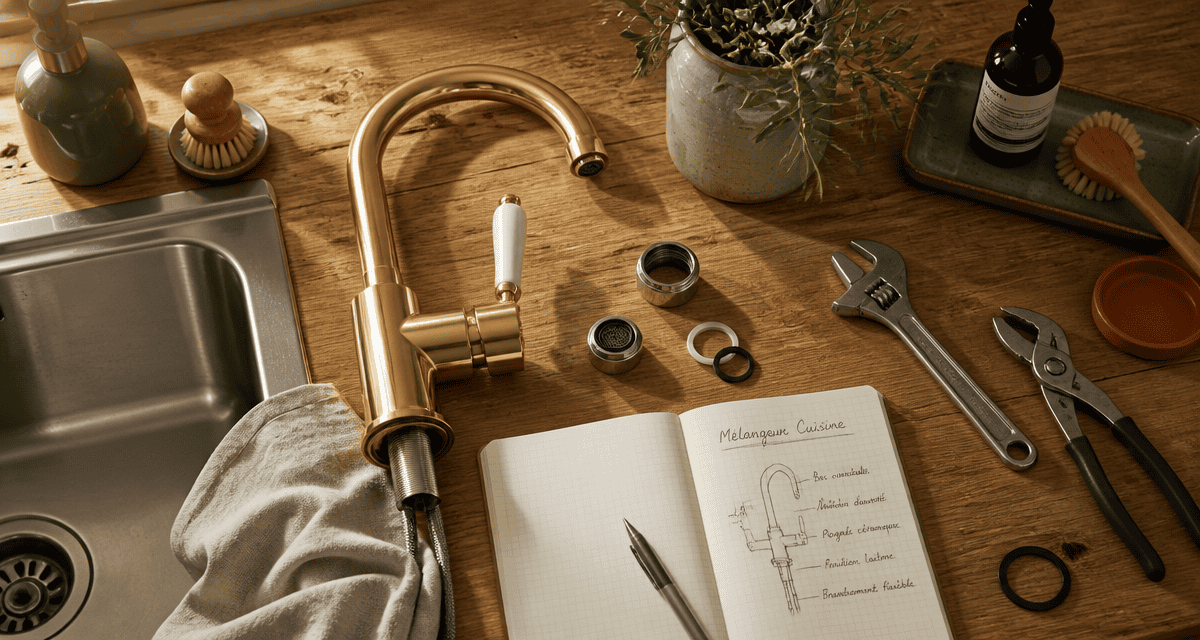 melangeur robinet cuisine sur plan de travail