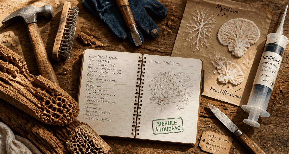 mérule loudéac poutre outils inspection