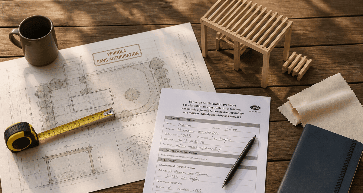 pergola démontable sans autorisation sur table avec plans