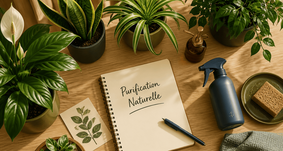 Plantes d'interieur depolluante en pots sur bureau