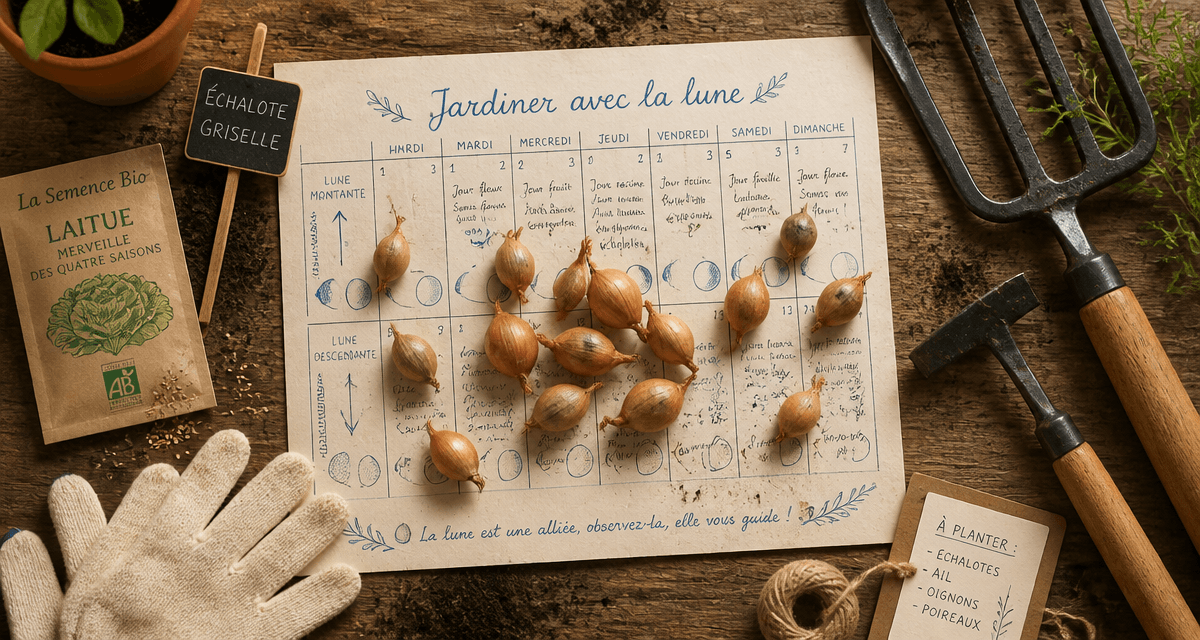 quand planter les échalotes avec la lune sur calendrier et outils