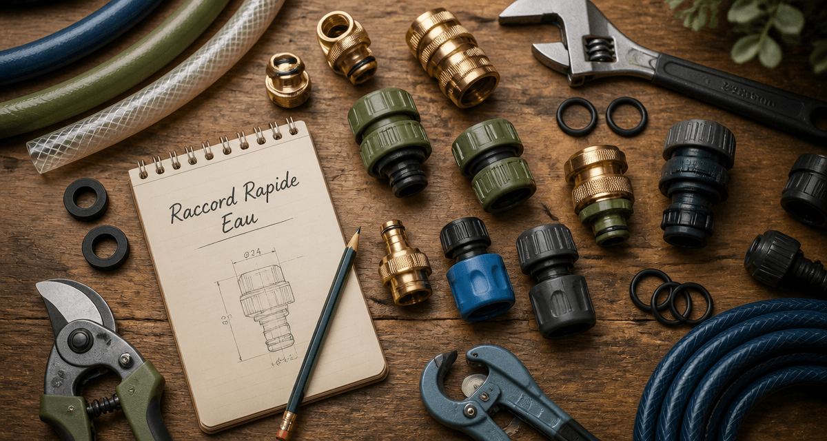 Raccord rapide eau en laiton et polymère avec outils