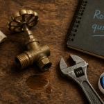 robinet radiateur fuite sur plan de travail avec outils