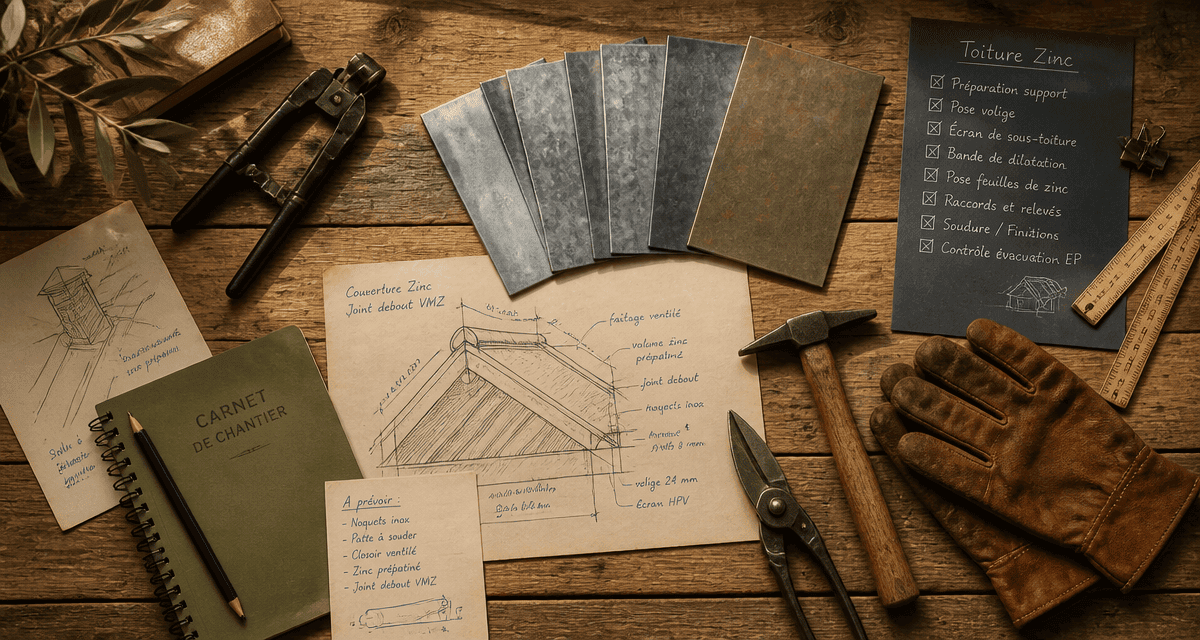 toiture zinc détail technique outils et plans