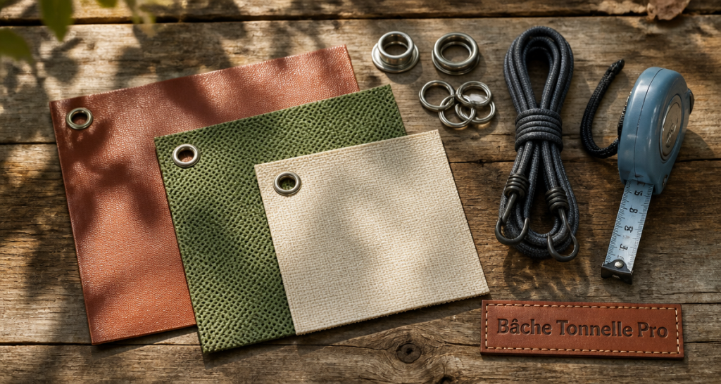bache tonnelle sur mesure echantillons accessoires