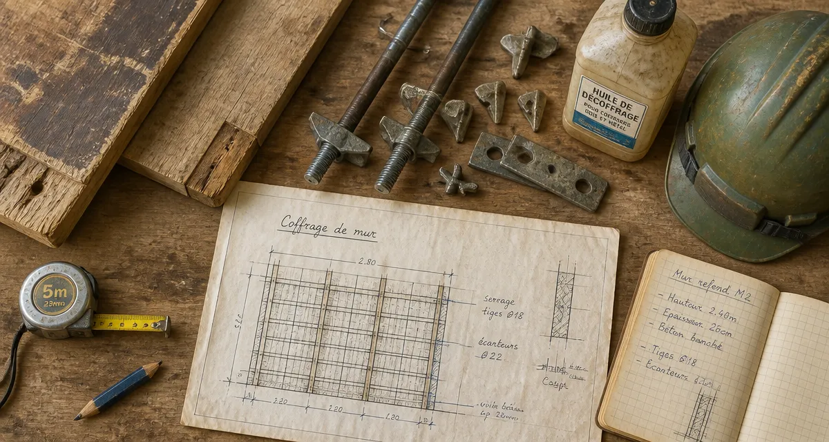 coffrage mur établi outils plan chantier