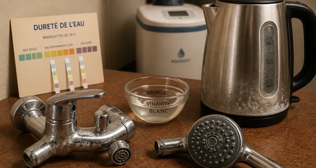 Eau calcaire solution : robinet et douche entartrés