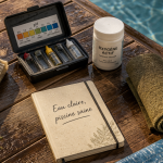 Enlever algues piscine naturellement avec brosse, test pH et oxygène actif