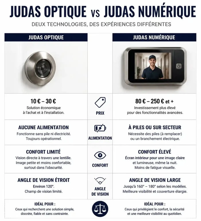 Comparatif entre judas optique et judas numérique pour porte d'entrée