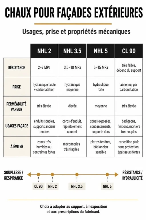 Comparatif des types de chaux pour mur à la chaux extérieur