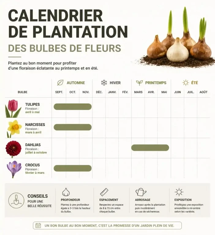 Calendrier de plantation des bulbes de fleurs : quand planter ses bulbes pour une floraison optimale