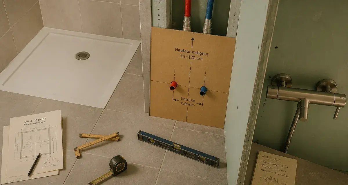 Hauteur mitigeur douche 110 cm pour installation ergonomique