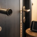 Judas sur porte optique et numérique, vue gros plan de l’entrée.